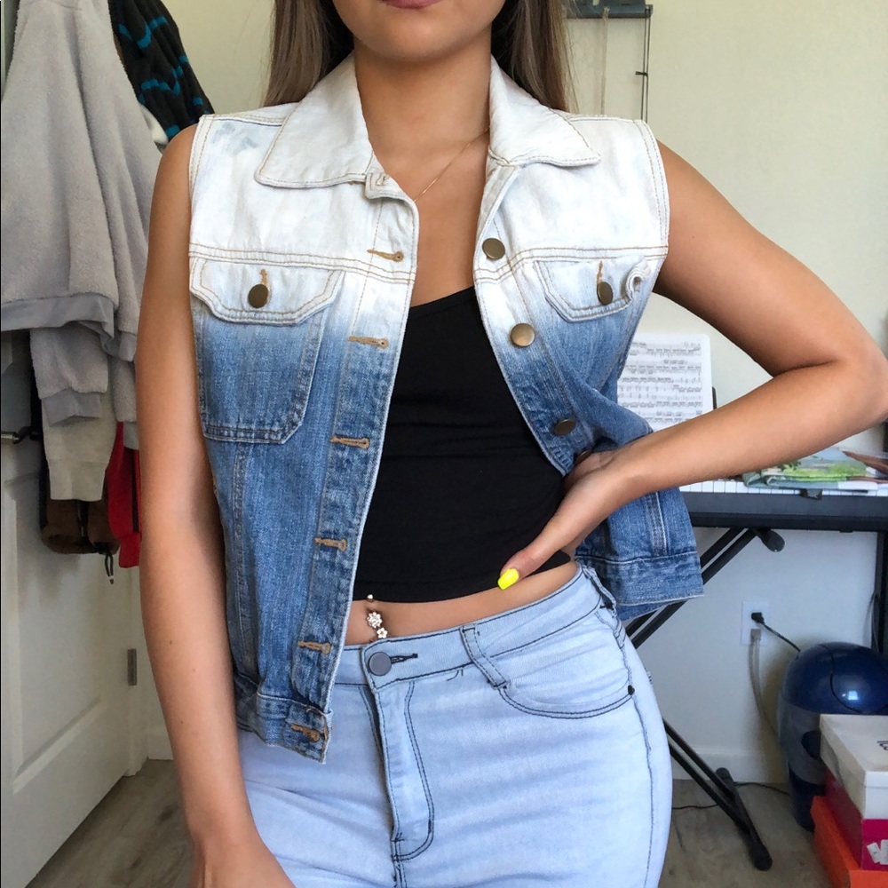 Ombré denim jean vest